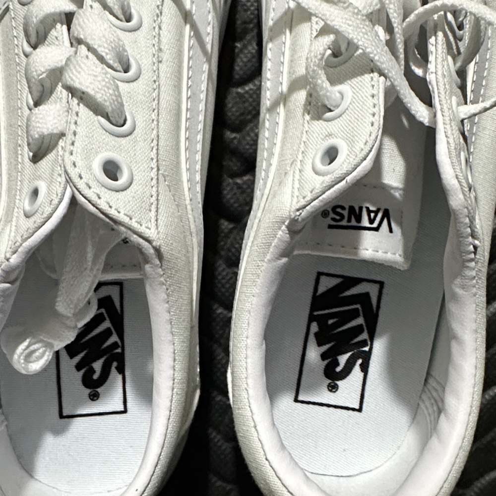 Vans All-White Canvas Lace-Up Sneakers - Picture 3 of 3